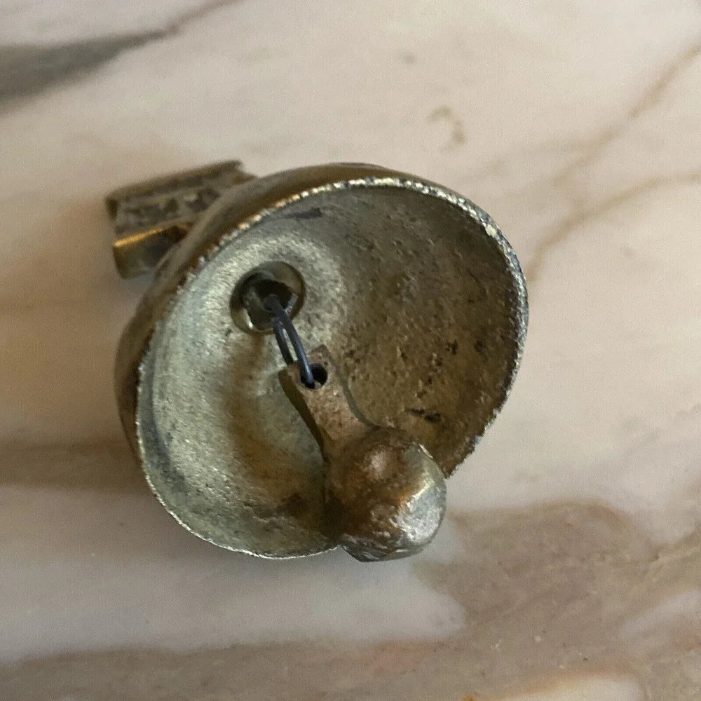 Brass Hand Bell Gold Vintage House Handle Etched Floral Pattern Antique